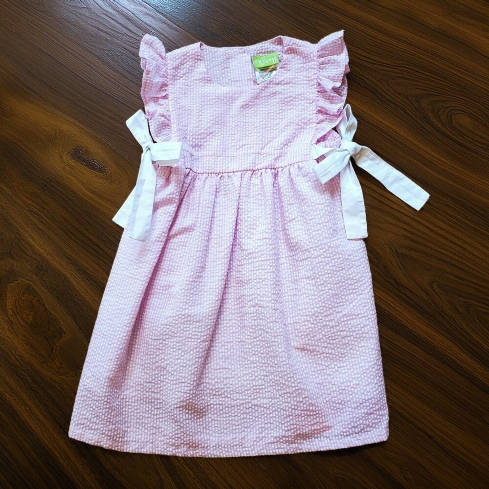 Classic Whimsy Pink Checked Seersucker Dress Size 7
